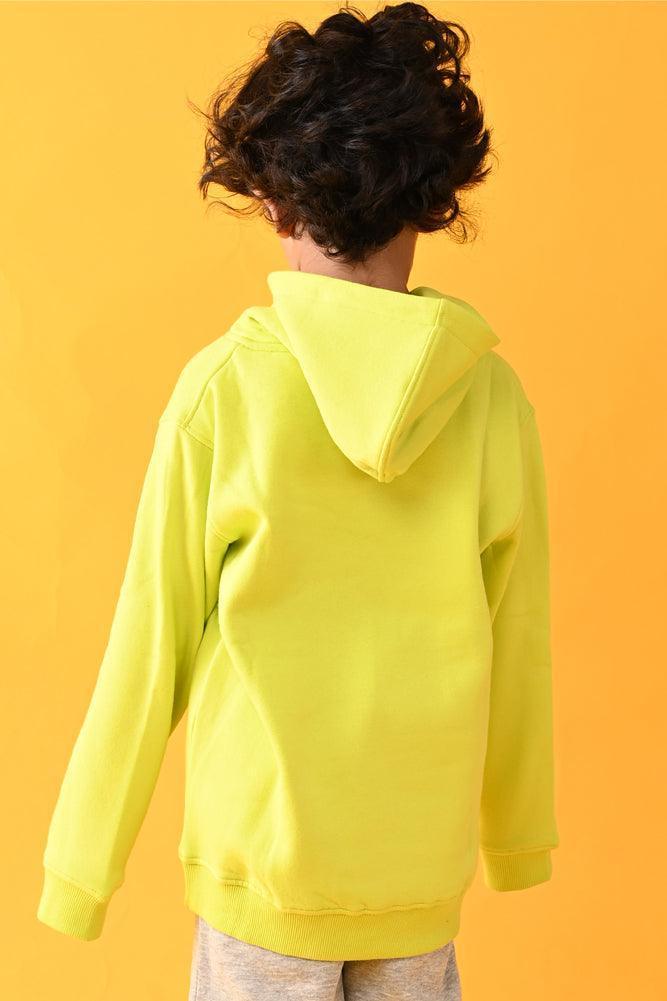 FOOTBALL FLEECE HOODIE -  LIME GREEN