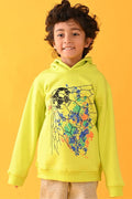 FOOTBALL FLEECE HOODIE -  LIME GREEN