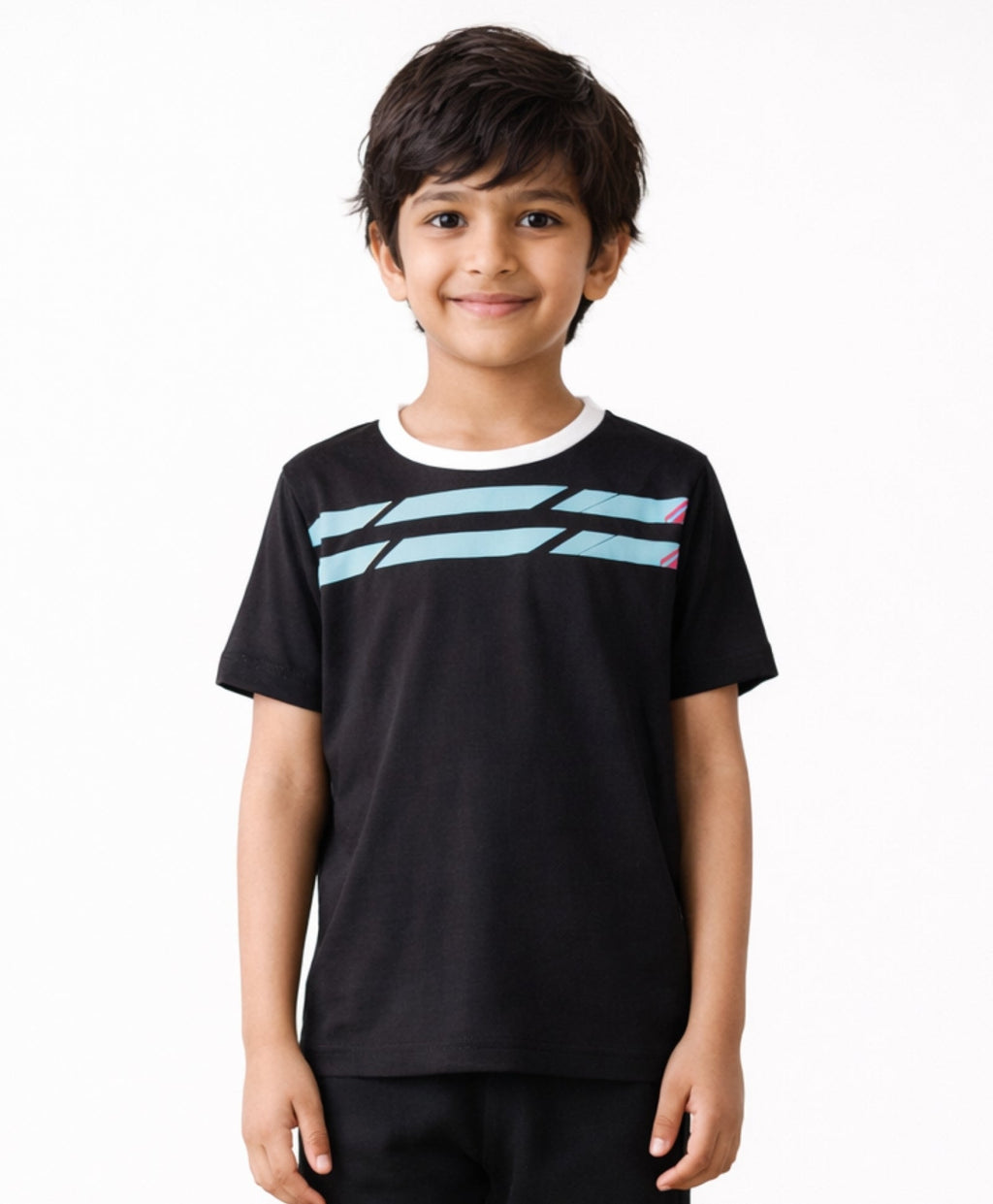 BLACK ENGLAND STRIPE SHORT SLEEVE T-SHIRT - BLACK