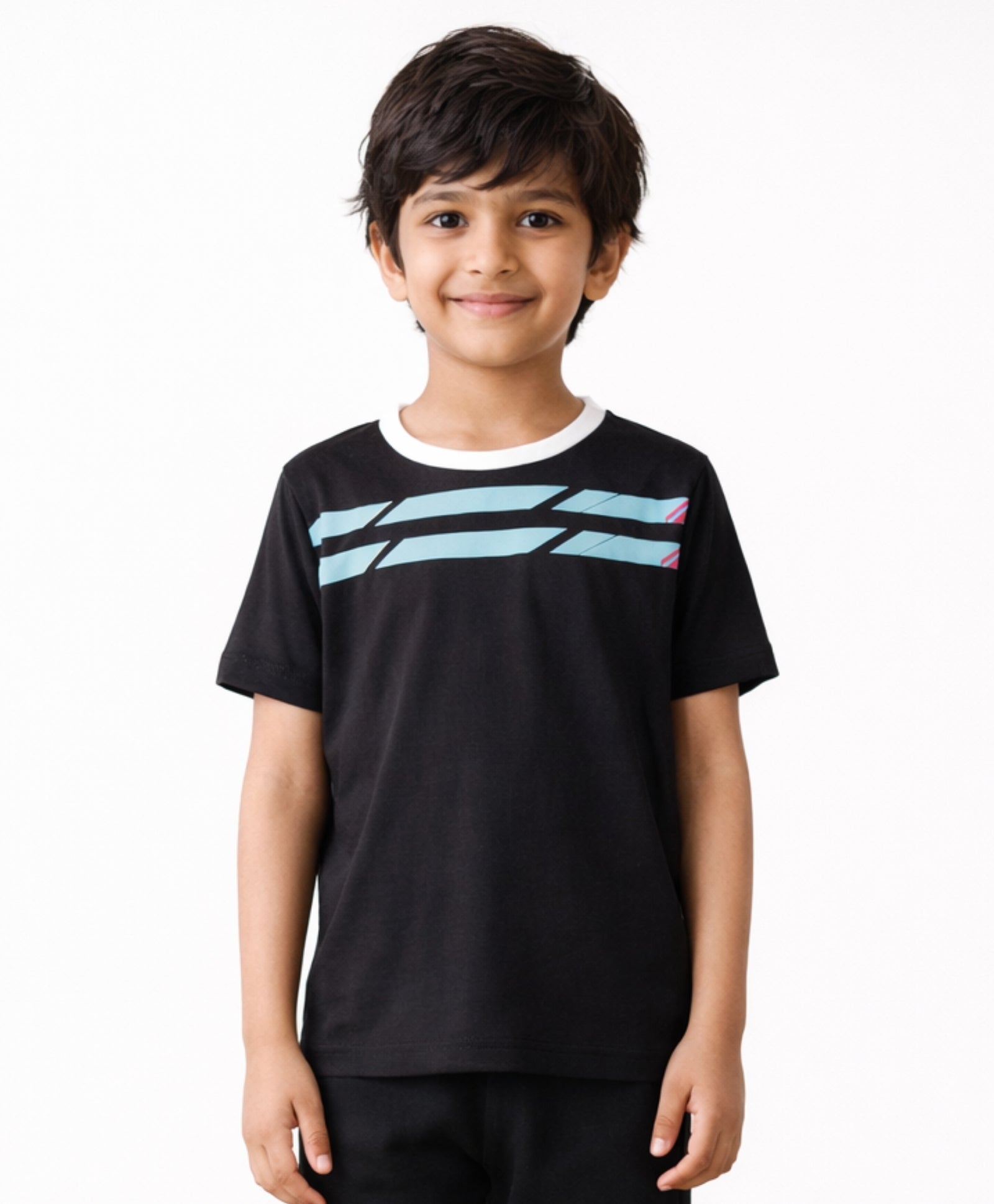 BLACK ENGLAND STRIPE SHORT SLEEVE T-SHIRT - BLACK