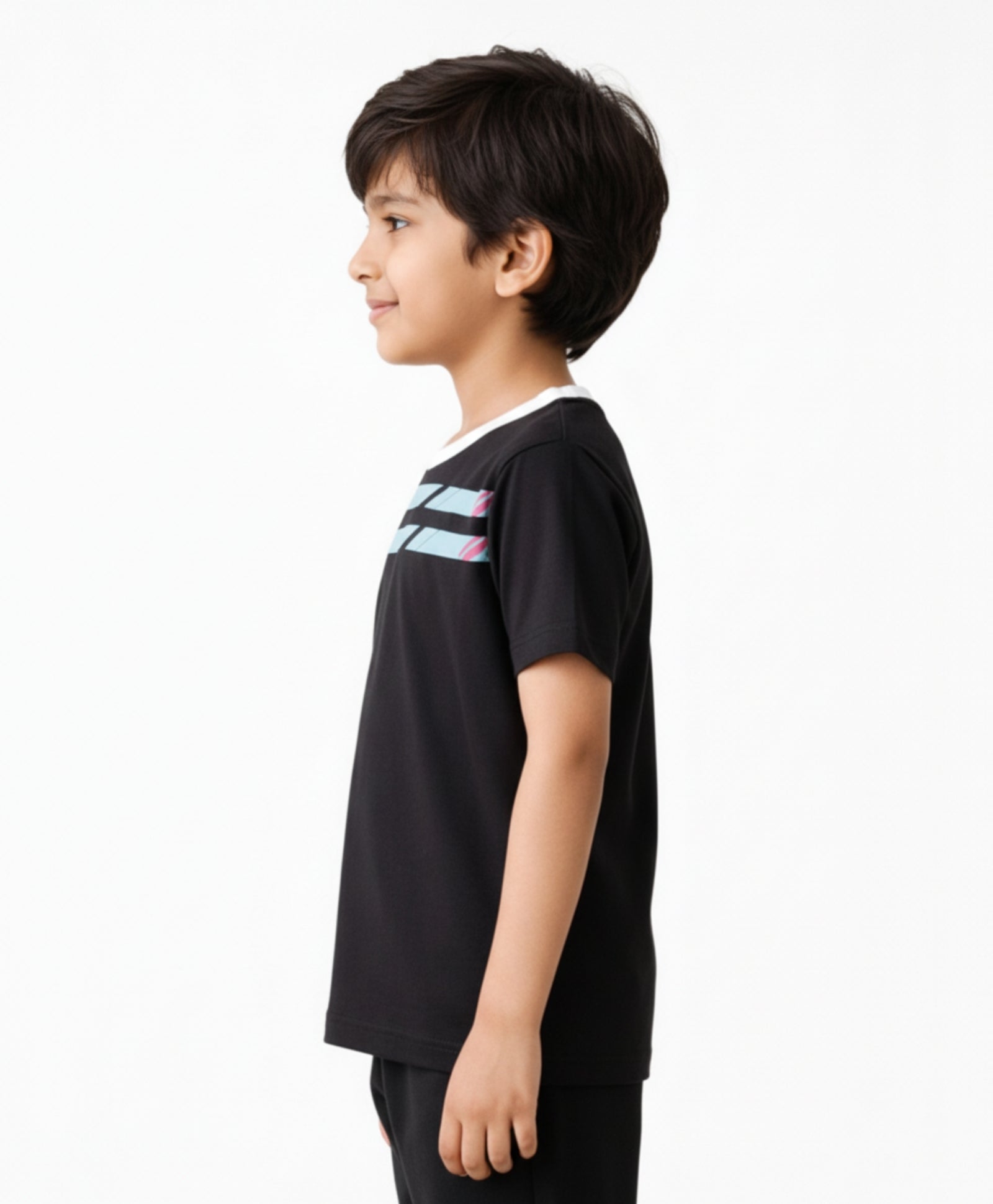BLACK ENGLAND STRIPE SHORT SLEEVE T-SHIRT - BLACK