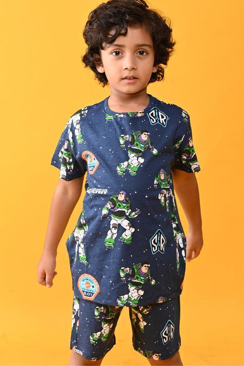 ASTRONAUT SLEEPWEAR SHORTS SET - BLUE