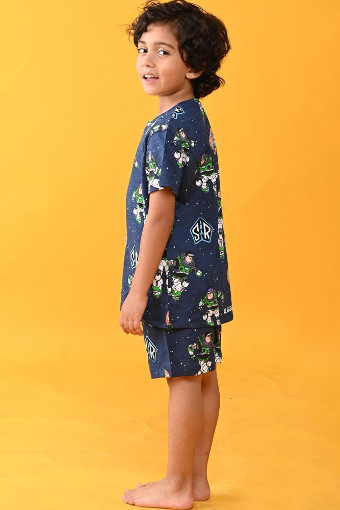 ASTRONAUT SLEEPWEAR SHORTS SET - BLUE