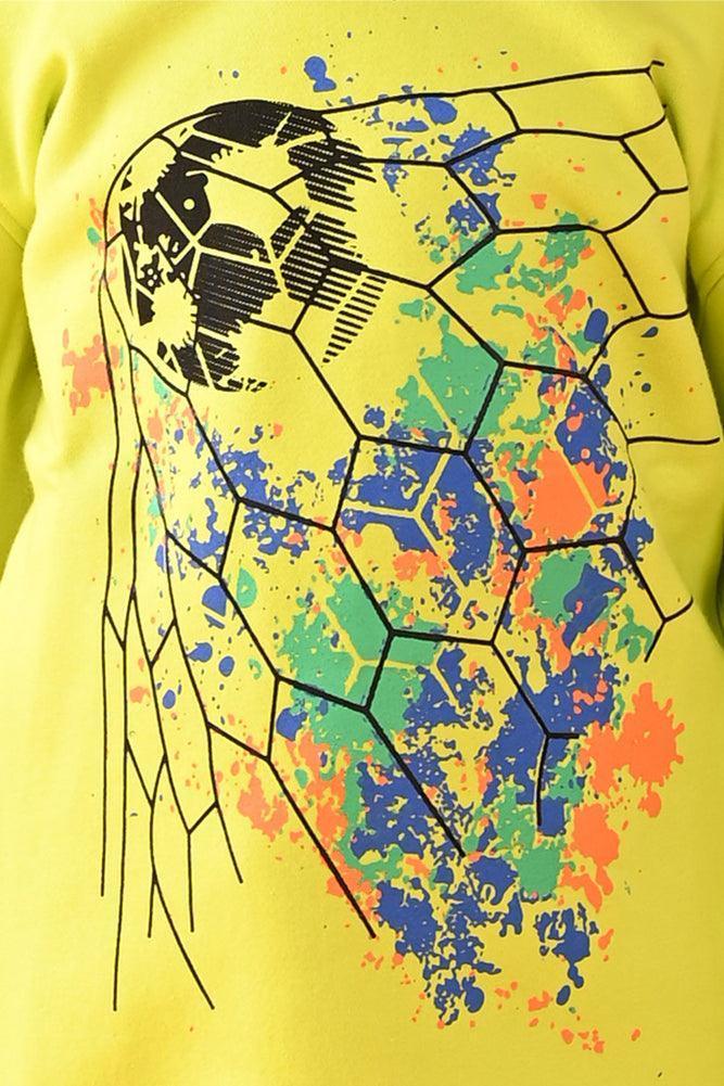 FOOTBALL FLEECE HOODIE -  LIME GREEN