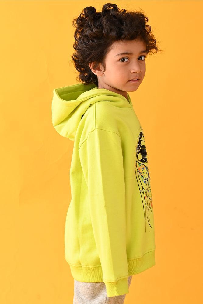 FOOTBALL FLEECE HOODIE -  LIME GREEN