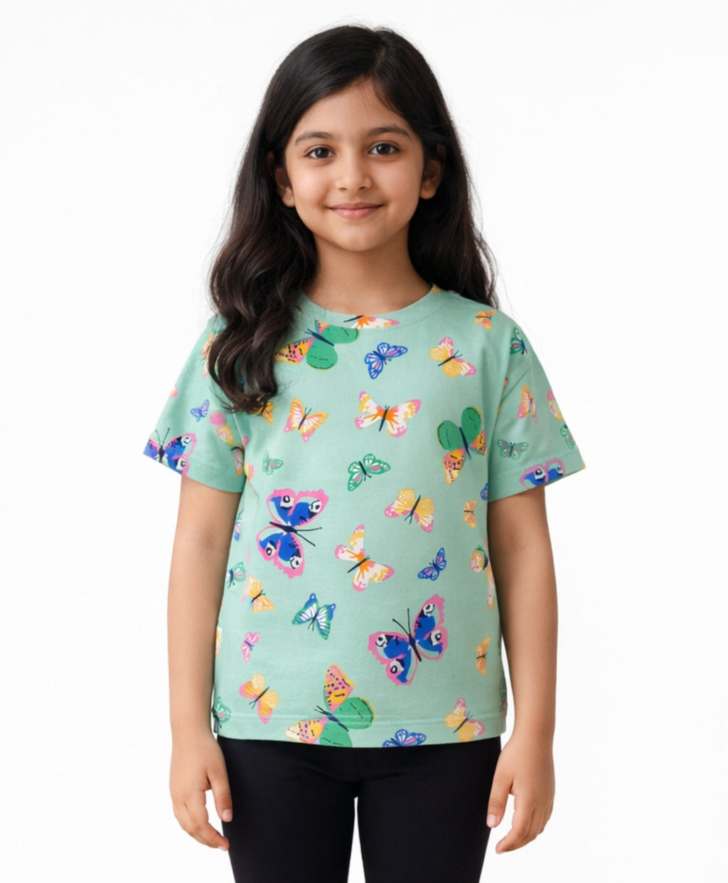 BUTTERFLY SHORT SLEEVES T-SHIRT - GREEN
