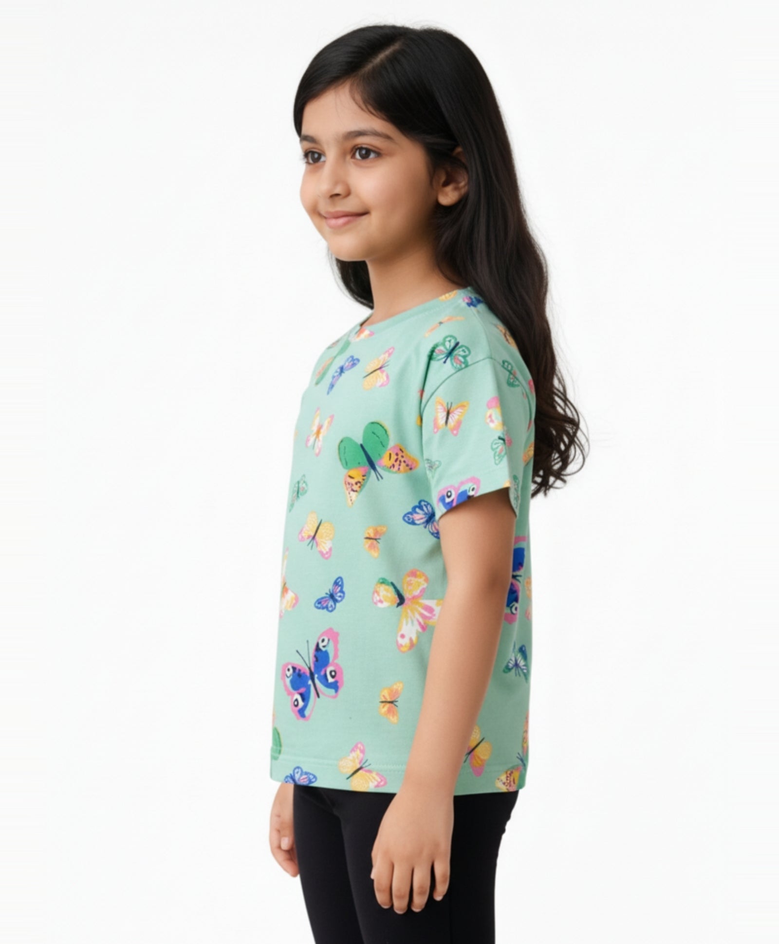 BUTTERFLY SHORT SLEEVES T-SHIRT - GREEN