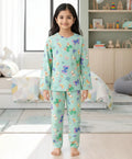 BUTTERFLY GREEN LONG SLEEVES PYJAMA SET - GREEN
