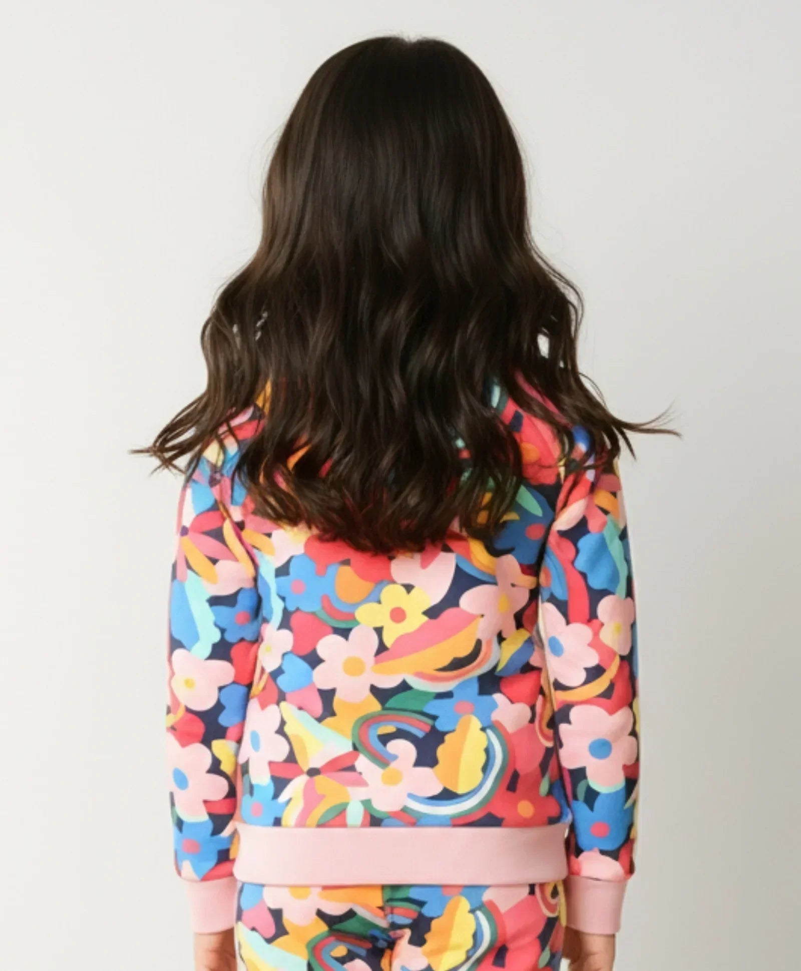 FUN FLORAL FLEECE SWEATSHIRT- PINK