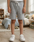 ECRU MELANGE PRINTED BOYS SHORTS - ECRU