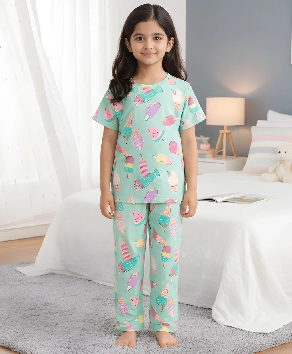 ICECREAM AQUA SHORT SLEEVES PYJAMA SET - AQUA