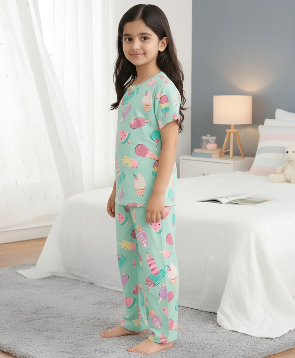 ICECREAM AQUA SHORT SLEEVES PYJAMA SET - AQUA