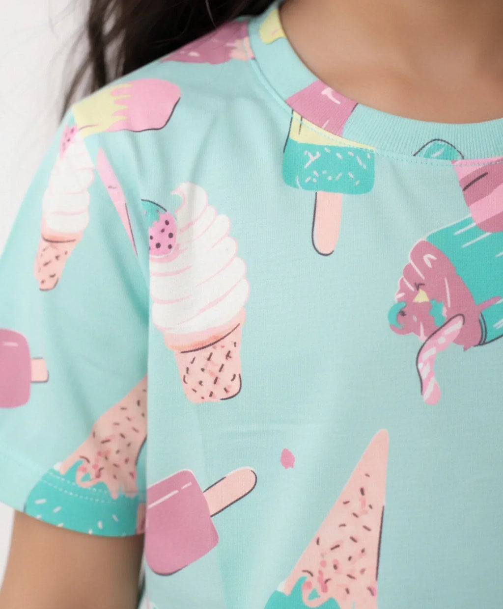 ICECREAM AQUA SHORT SLEEVES PYJAMA SET - AQUA