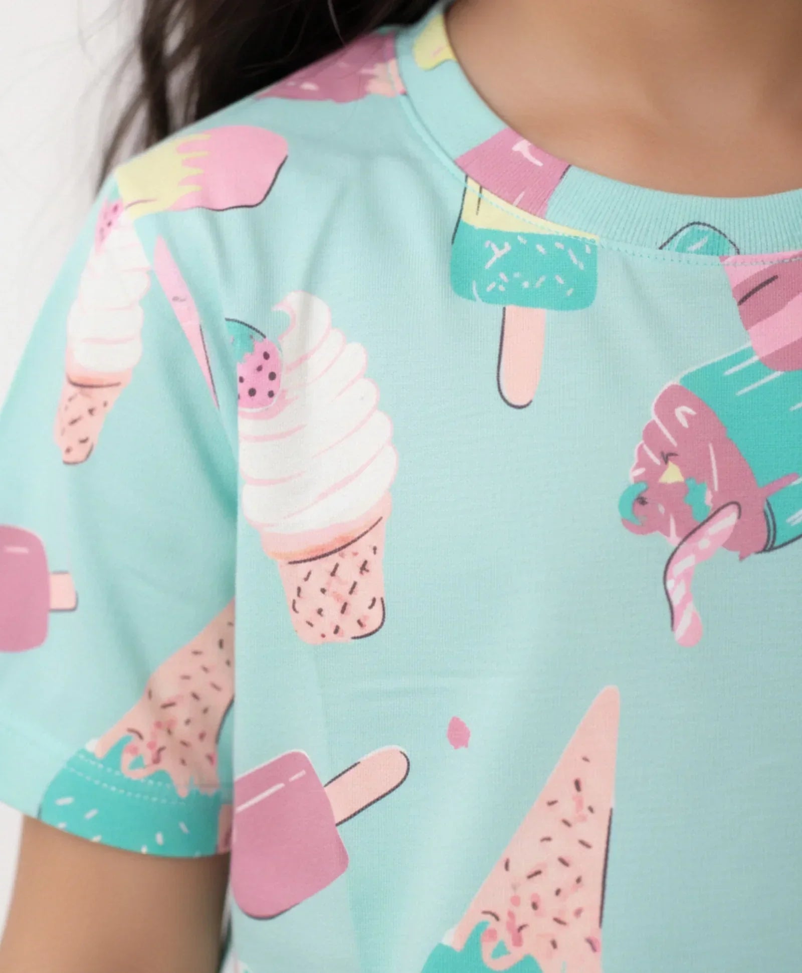 ICECREAM AQUA SHORT SLEEVES PYJAMA SET - AQUA