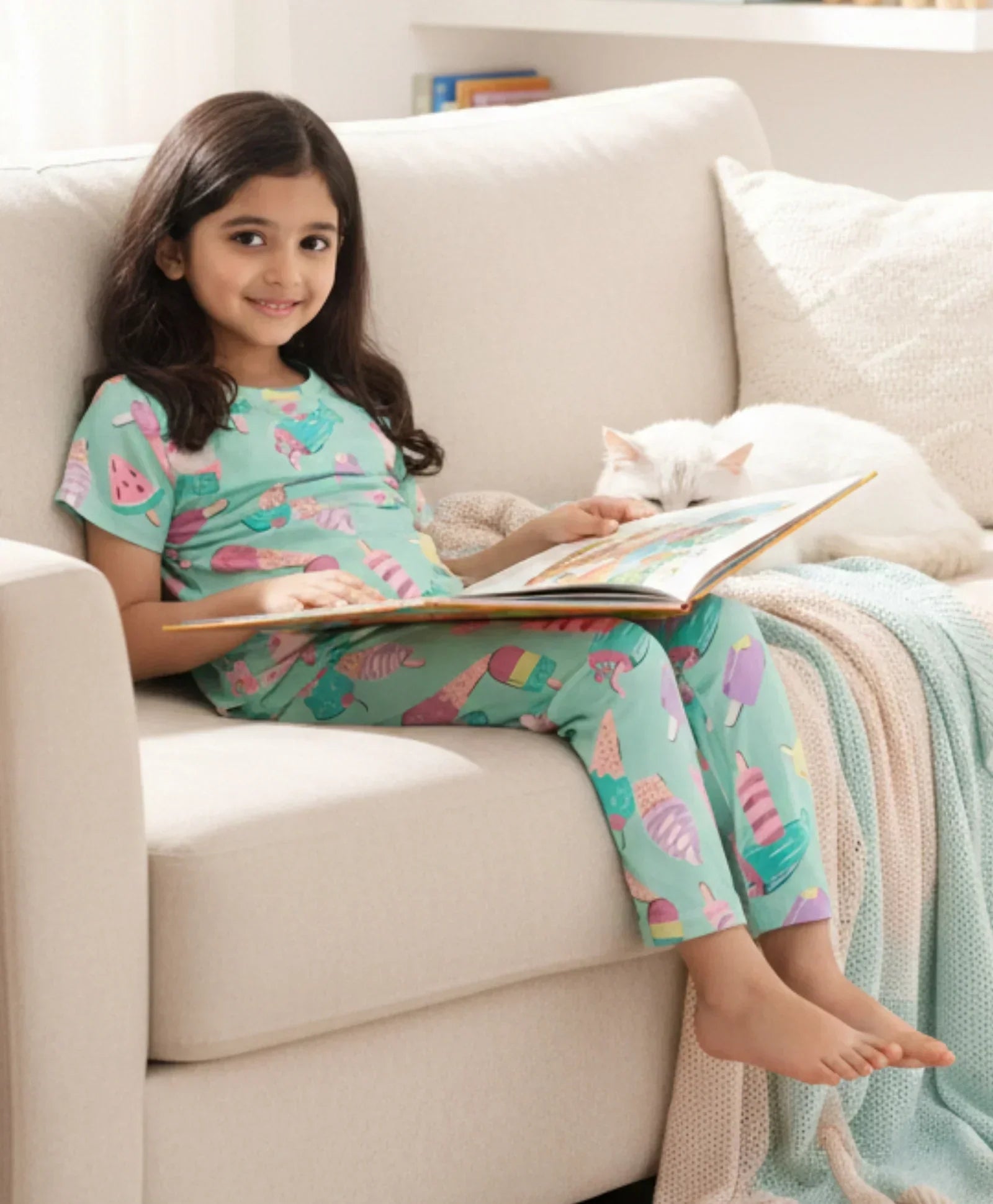 ICECREAM AQUA SHORT SLEEVES PYJAMA SET - AQUA