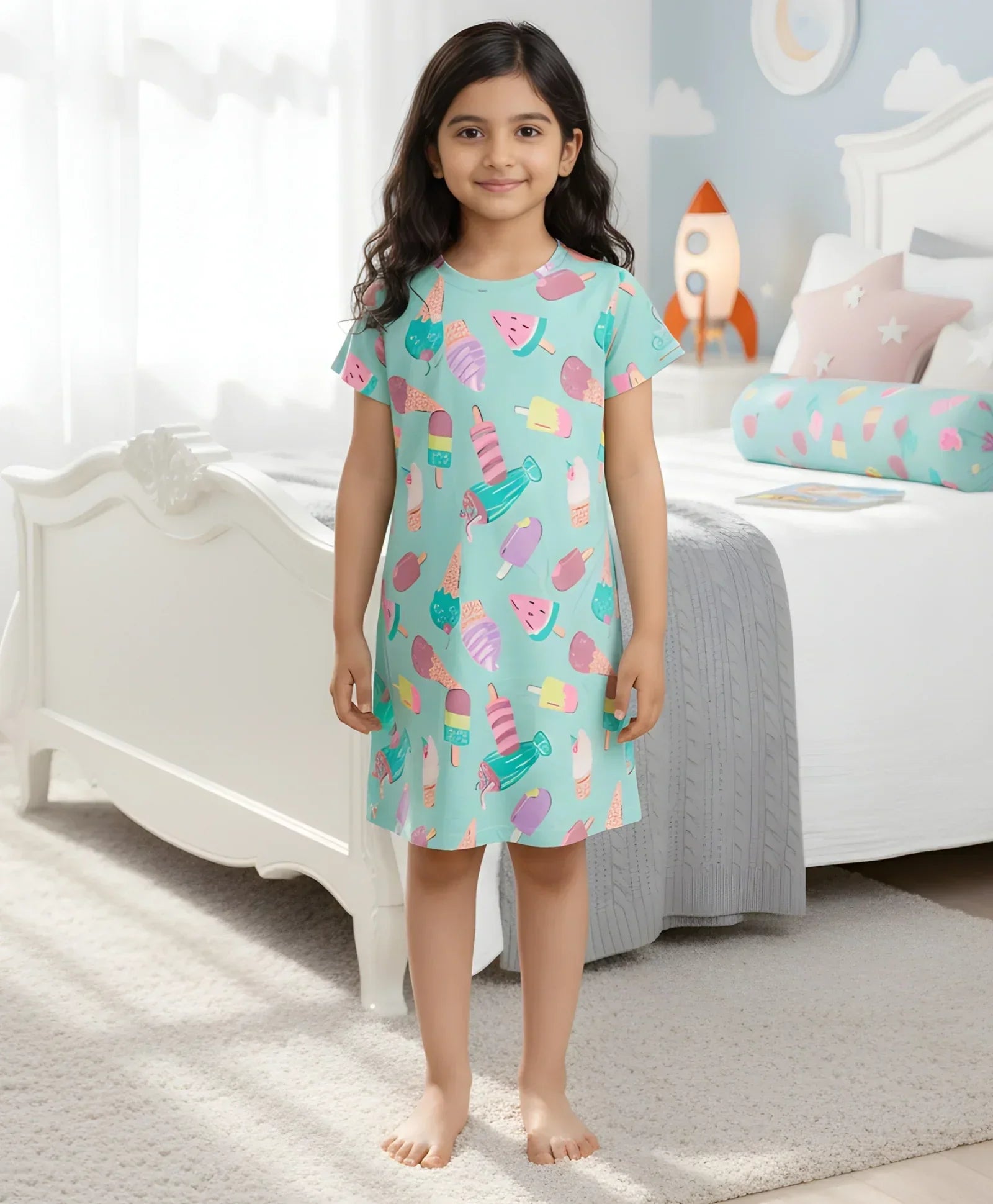 ICECREAM AQUA NIGHT DRESS - AQUA