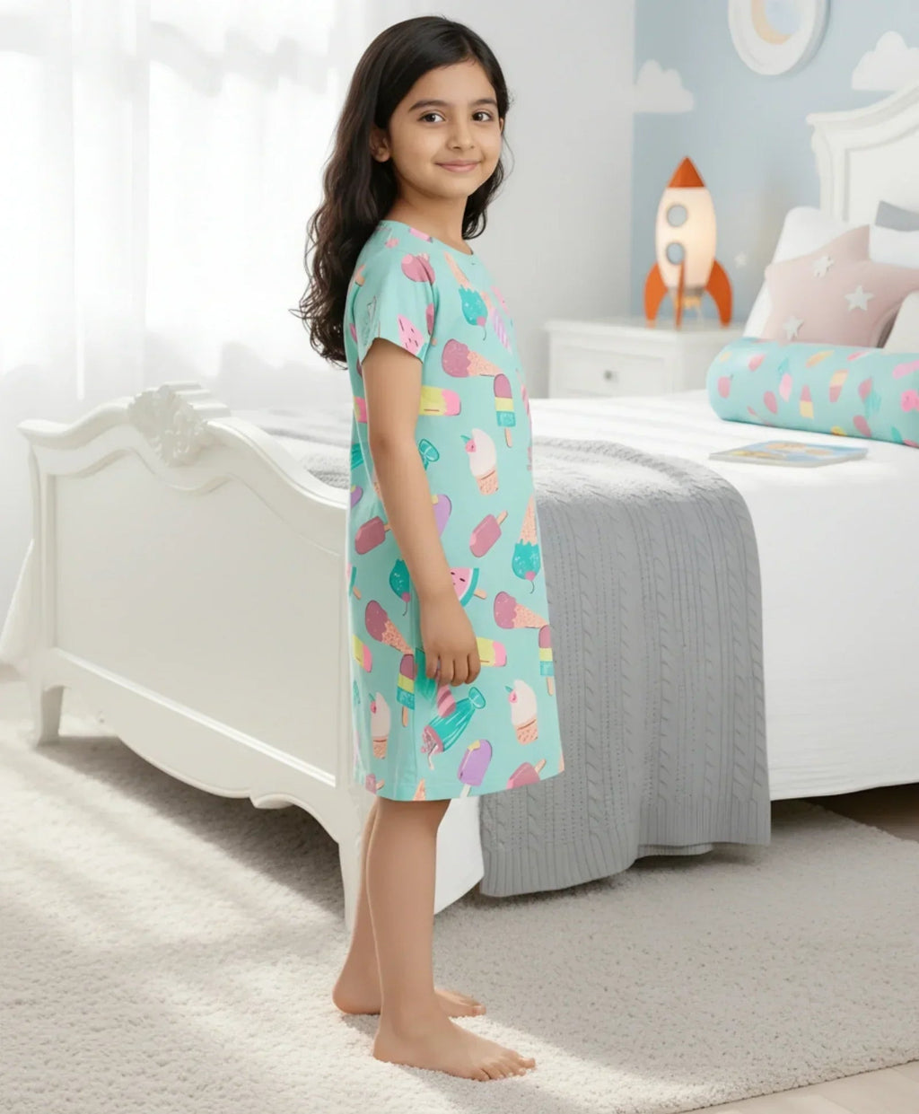 ICECREAM AQUA NIGHT DRESS - AQUA