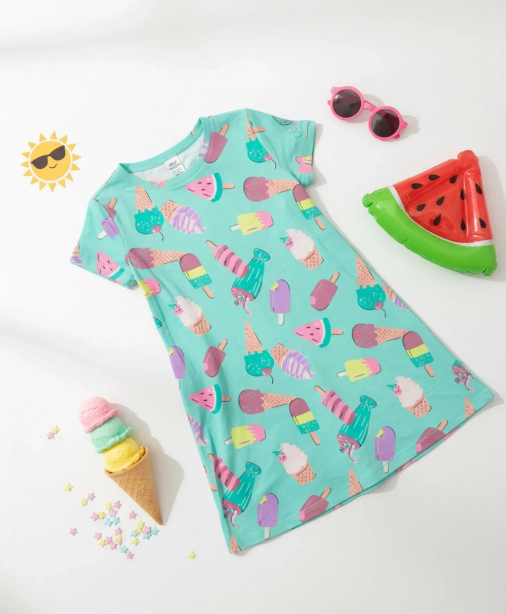 ICECREAM AQUA NIGHT DRESS - AQUA