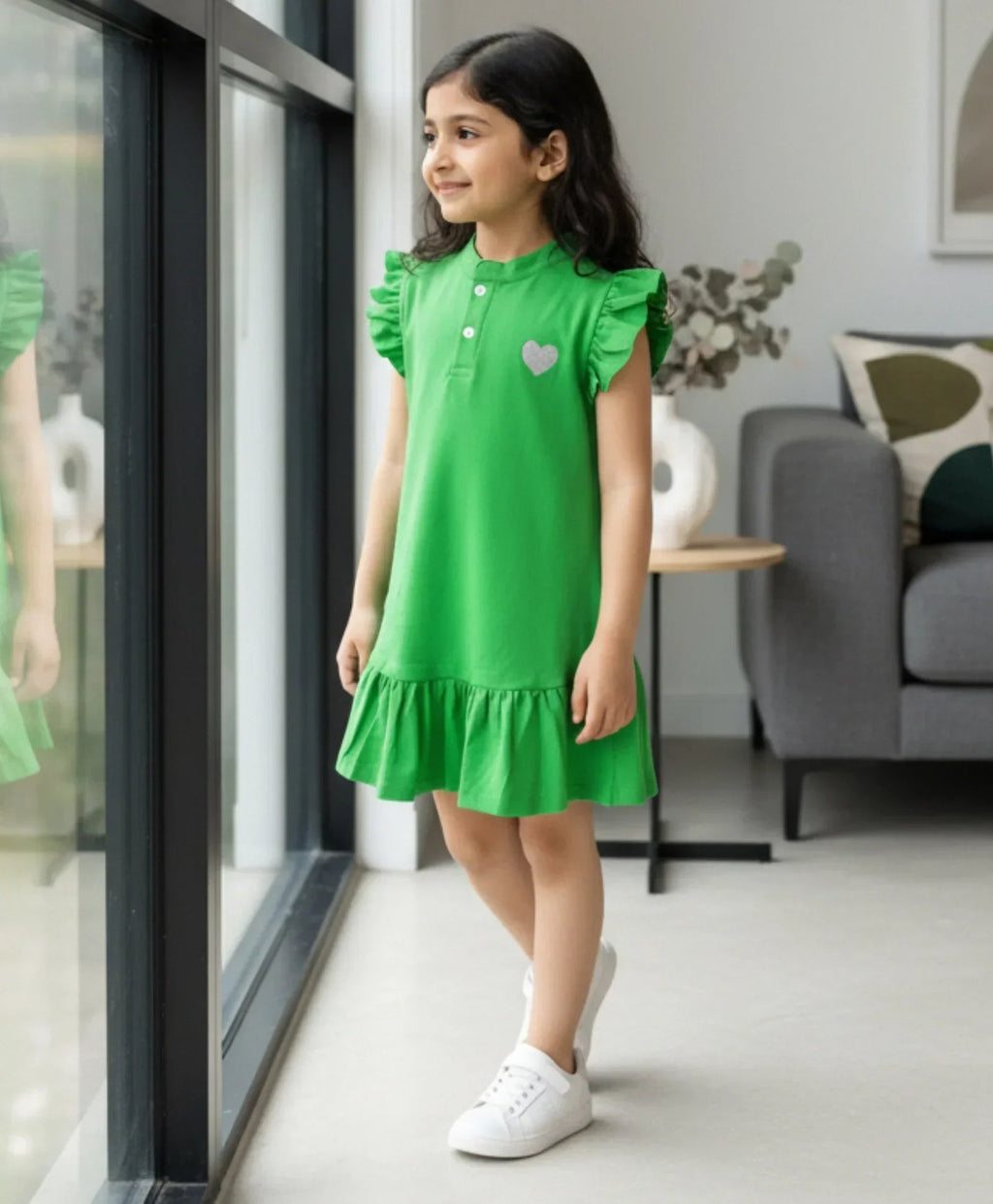 GREEN HEART DRESS - GREEN