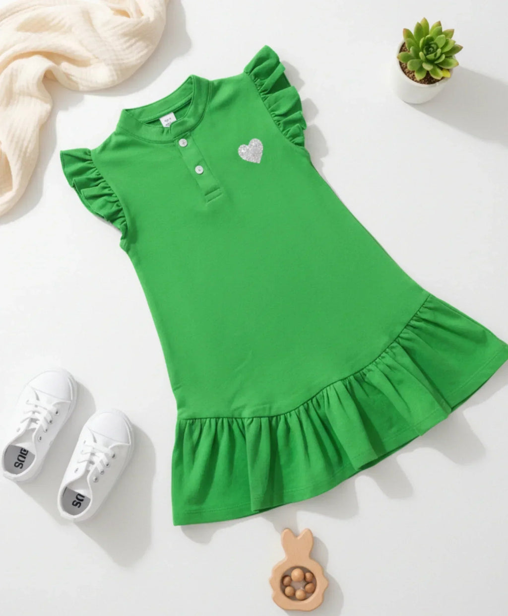 GREEN HEART DRESS - GREEN