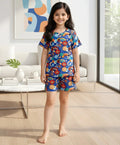 ANIMAL BLUE GIRLS  SLEEPWEAR SHORTS SET - BLUE