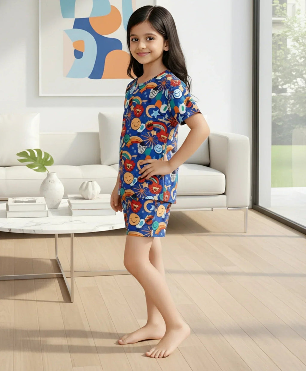 ANIMAL BLUE GIRLS  SLEEPWEAR SHORTS SET - BLUE