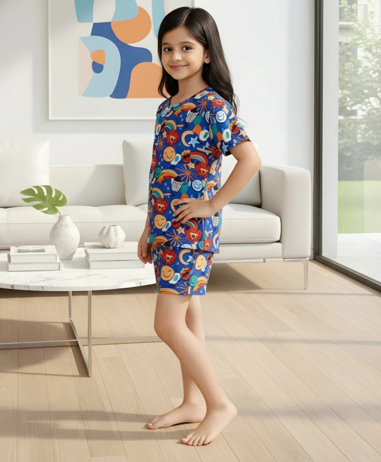 ANIMAL BLUE GIRLS  SLEEPWEAR SHORTS SET - BLUE