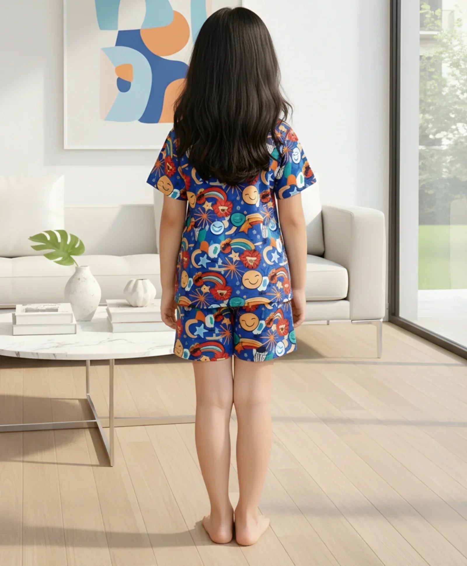 ANIMAL BLUE GIRLS  SLEEPWEAR SHORTS SET - BLUE