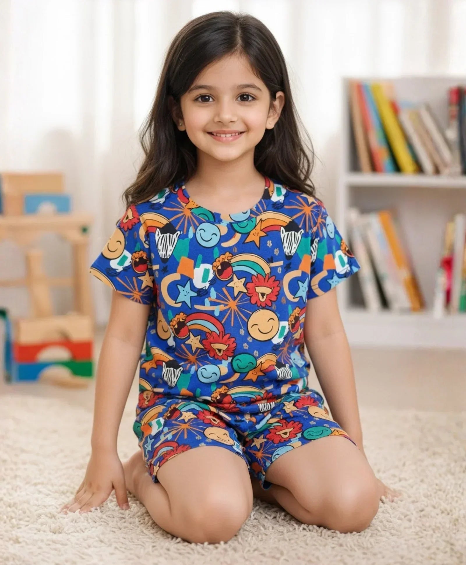 ANIMAL BLUE GIRLS  SLEEPWEAR SHORTS SET - BLUE