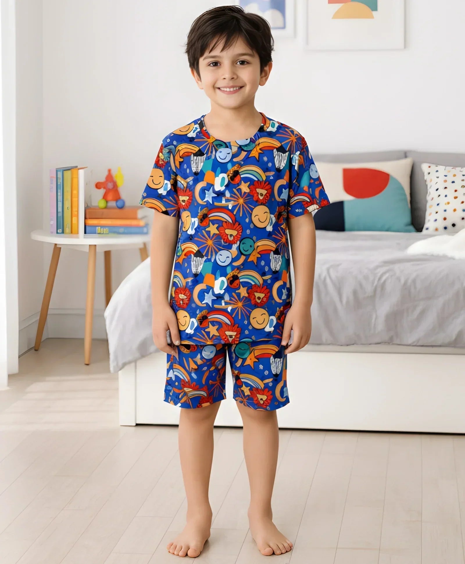 ANIMAL BLUE SLEEPWEAR SHORTS SET - BLUE