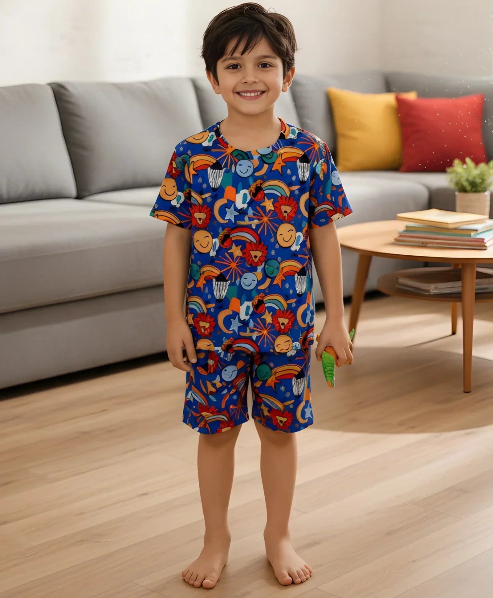 ANIMAL BLUE SLEEPWEAR SHORTS SET - BLUE