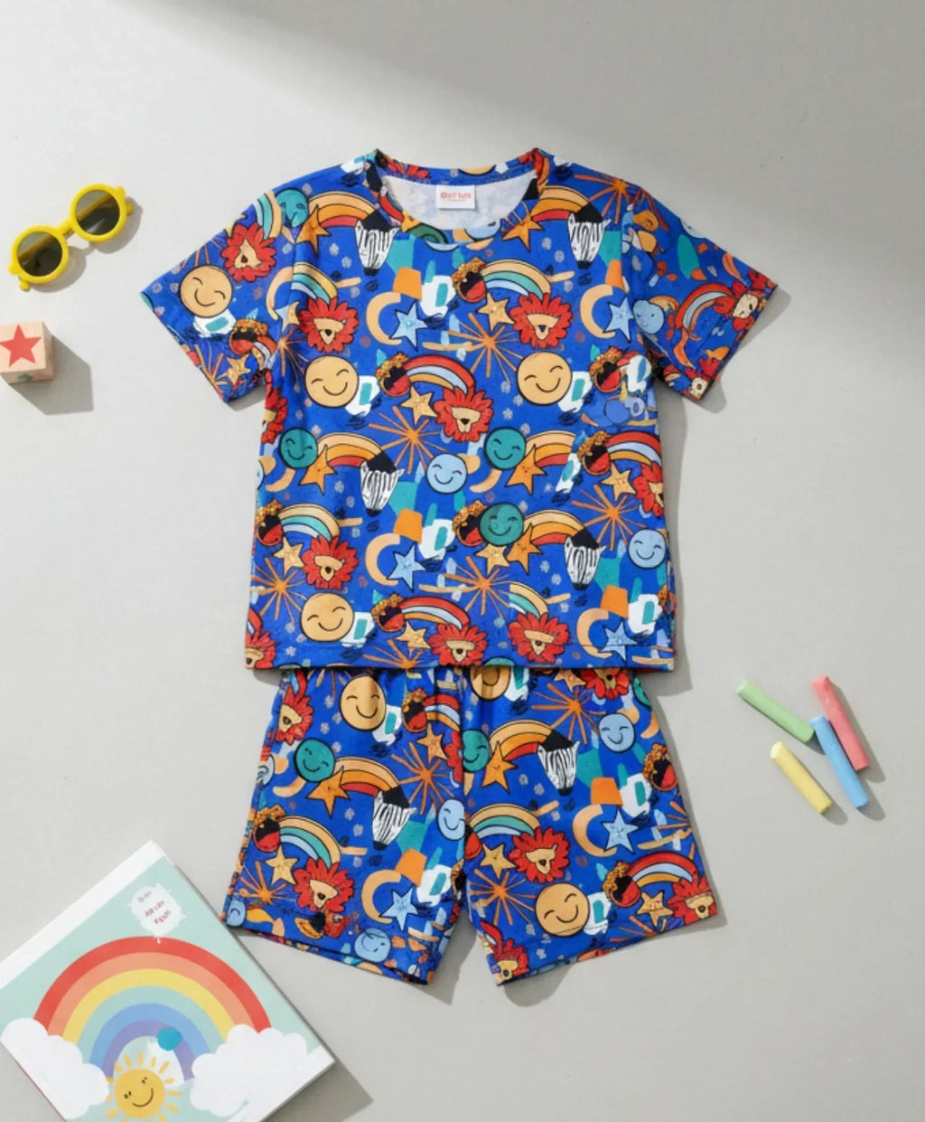 ANIMAL BLUE SLEEPWEAR SHORTS SET - BLUE