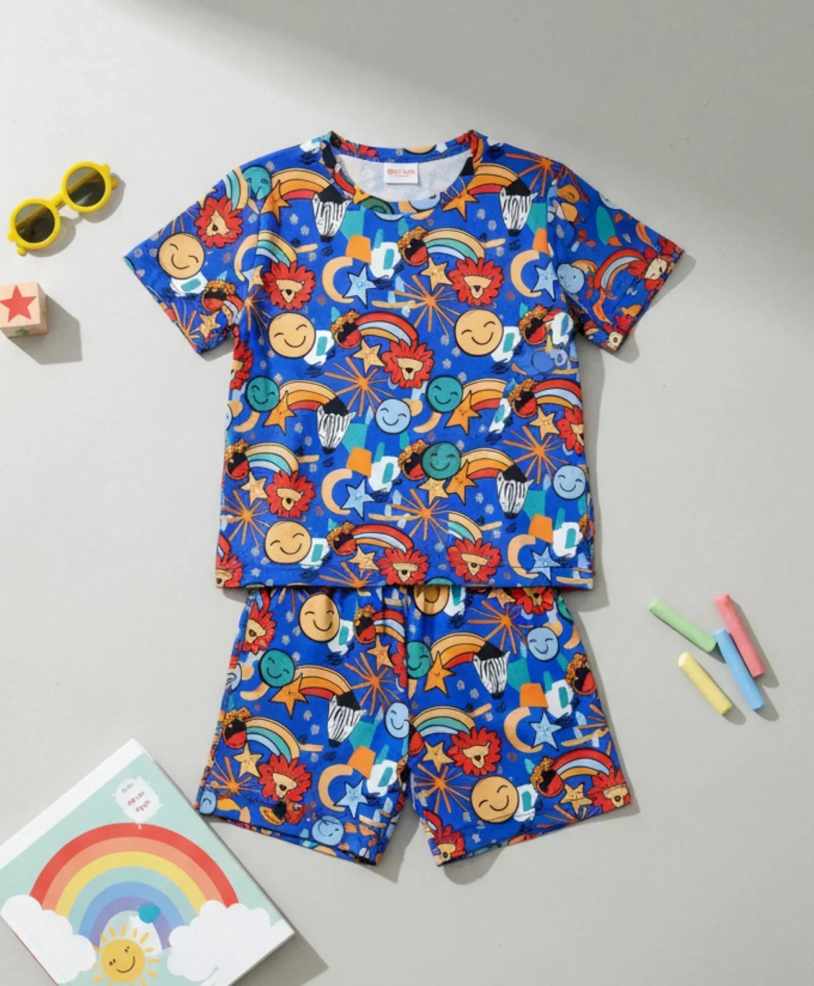ANIMAL BLUE SLEEPWEAR SHORTS SET - BLUE