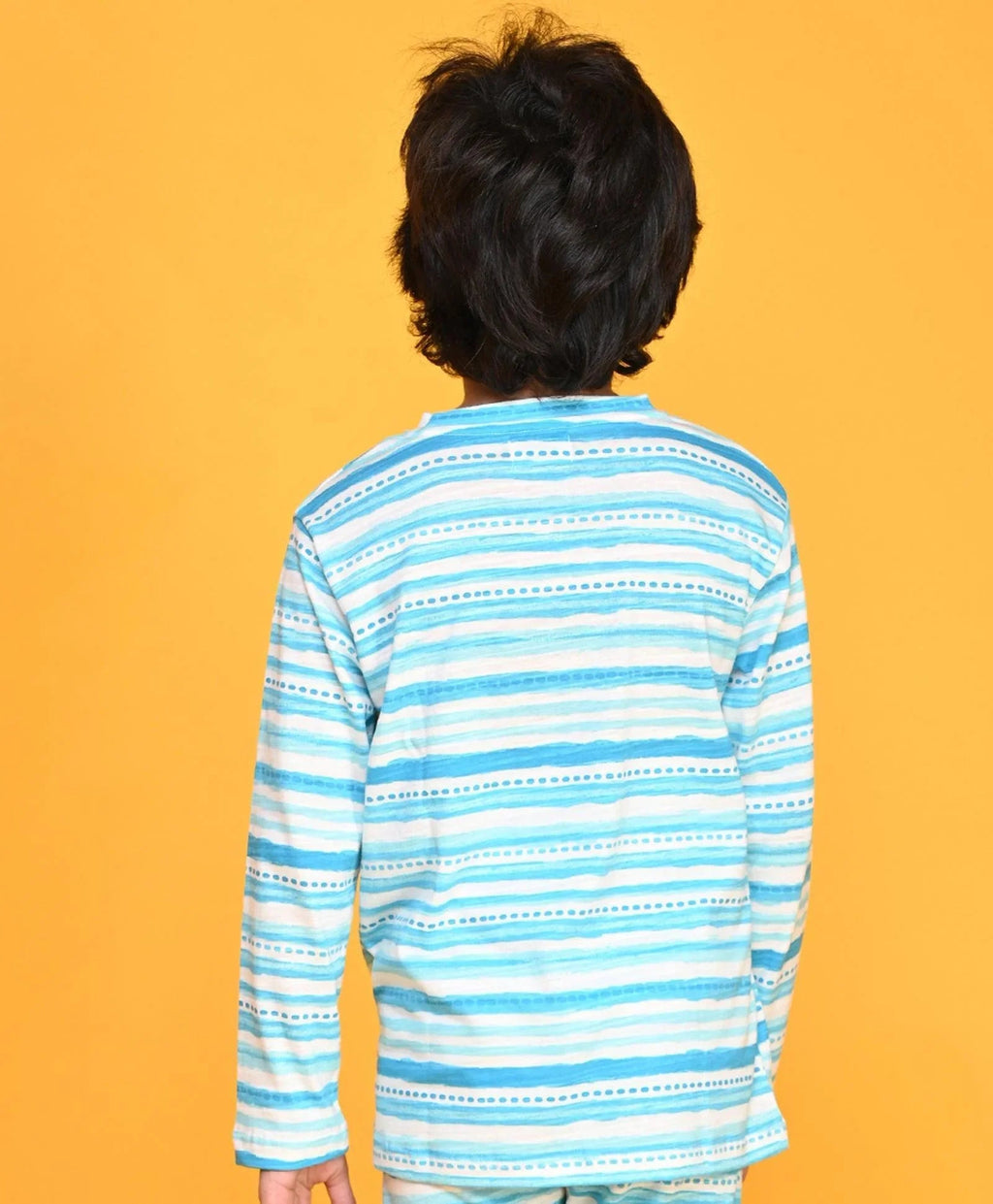 BLUE DOTTED LONG SLEEVE T-SHIRT - BLUE