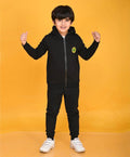 BLACK FULL ZIPPER BOYS HOODIE JOGGER SET - BLACK