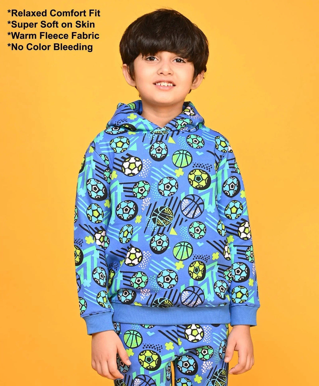 FOOTBALL BLUE BOYS FLEECE HOODIE - BLUE