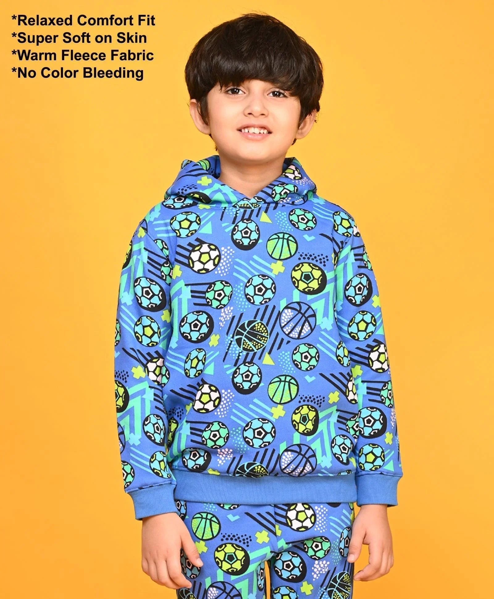 FOOTBALL BLUE BOYS FLEECE HOODIE - BLUE
