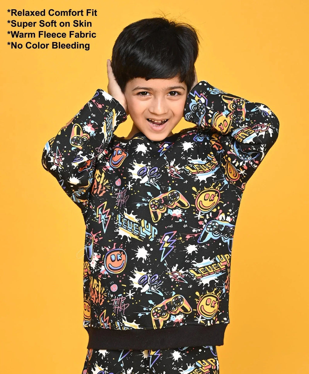 LEVEL UP BOYS FLEECE SWEATSHIRT - BLACK