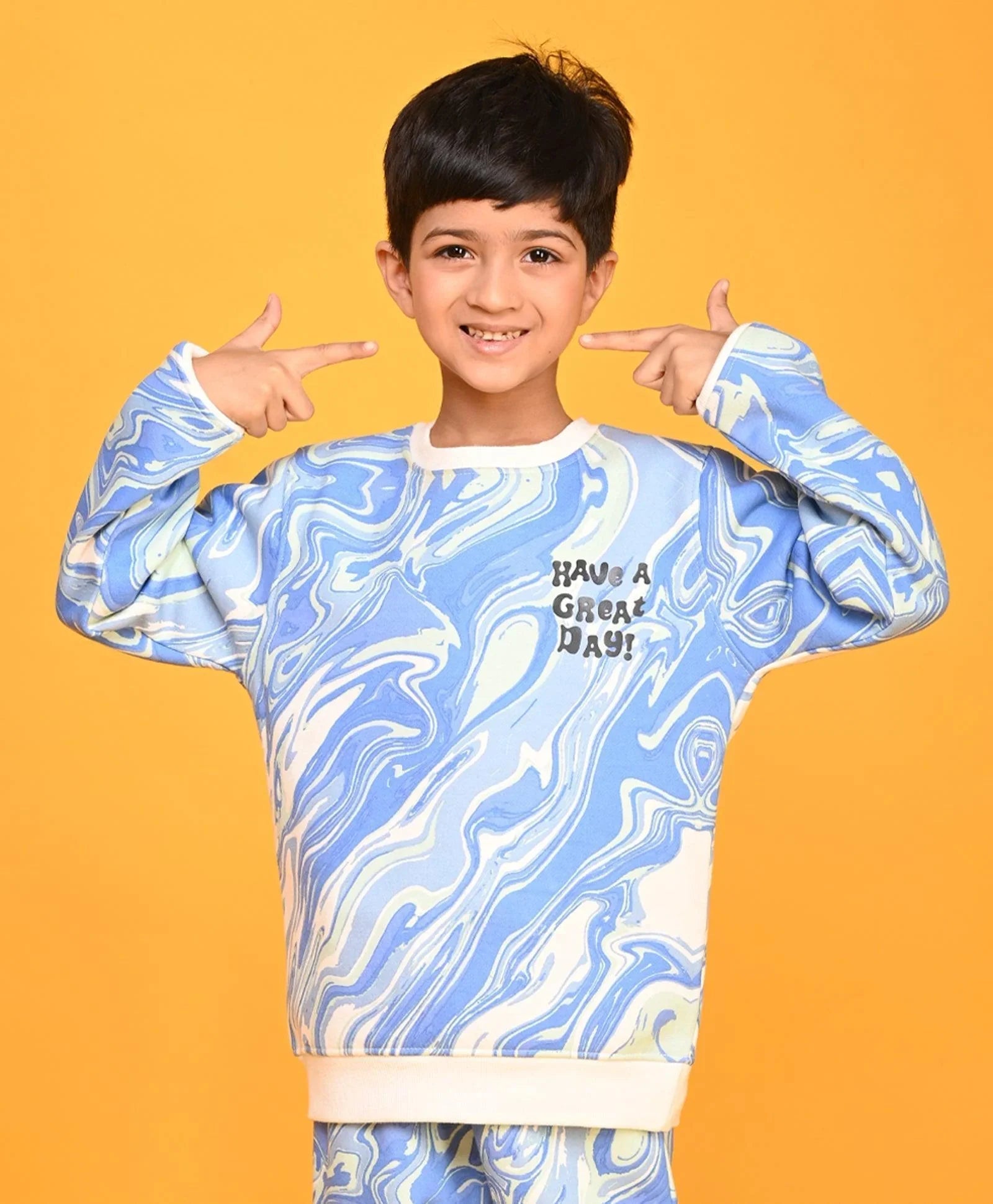MARBLING BOYS FLEECE SWEATSHIRT - BLUE
