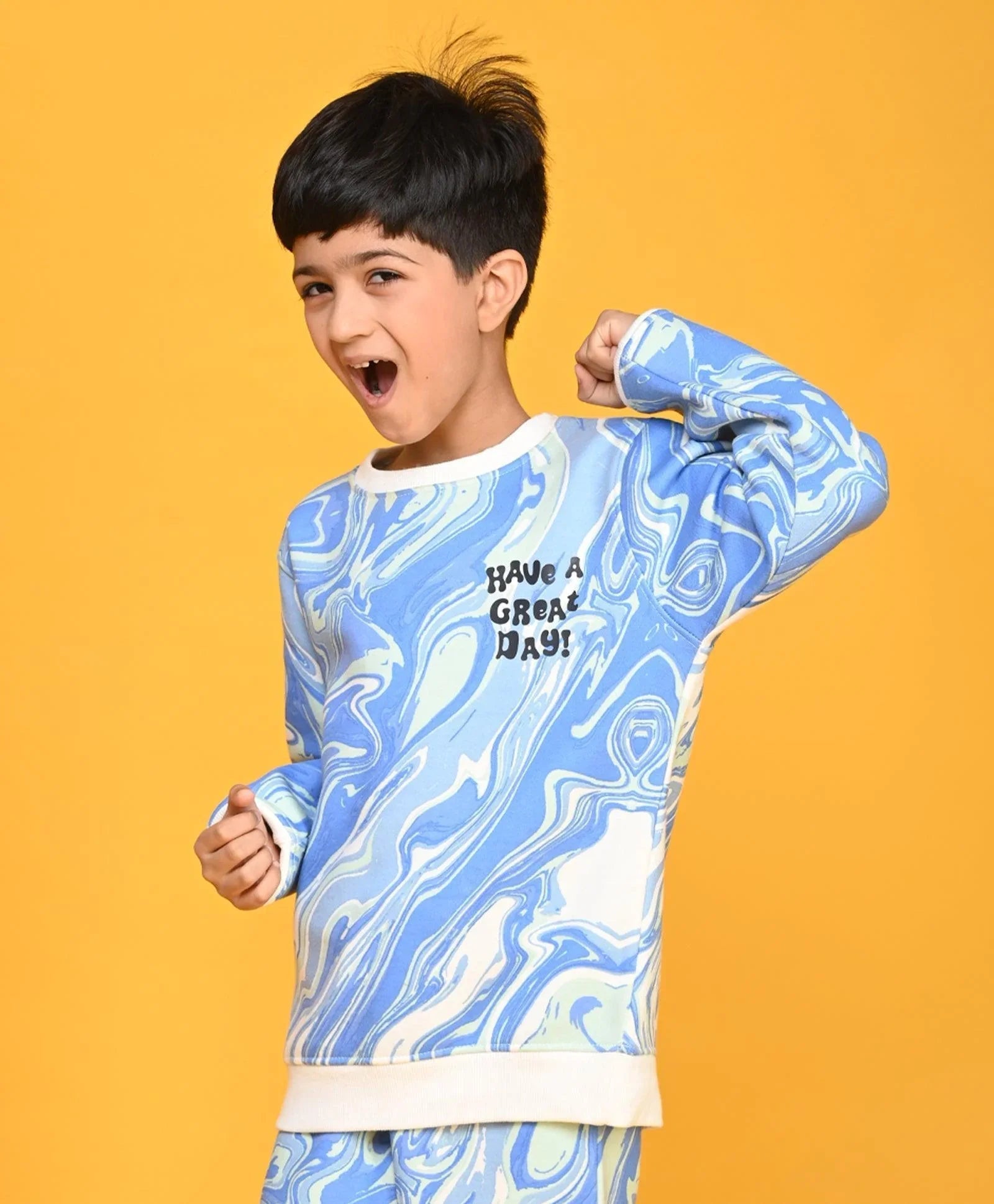 MARBLING BOYS FLEECE SWEATSHIRT - BLUE