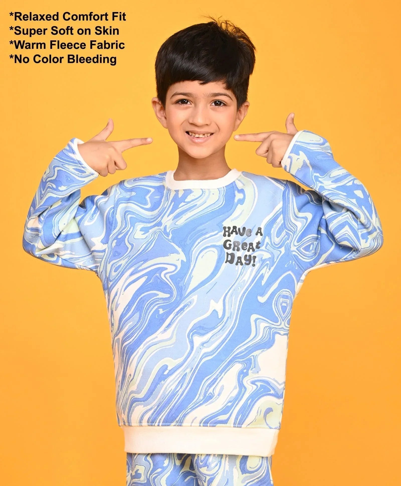 MARBLING BOYS FLEECE SWEATSHIRT - BLUE