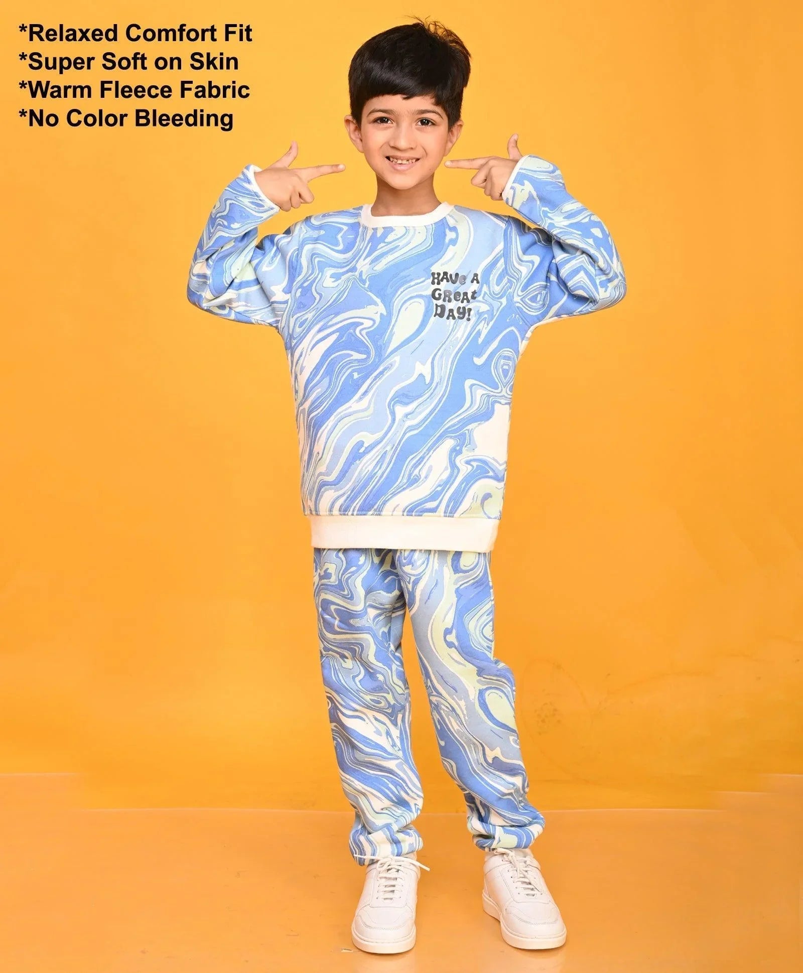 MARBLING BOYS FLEECE JOGGER - BLUE