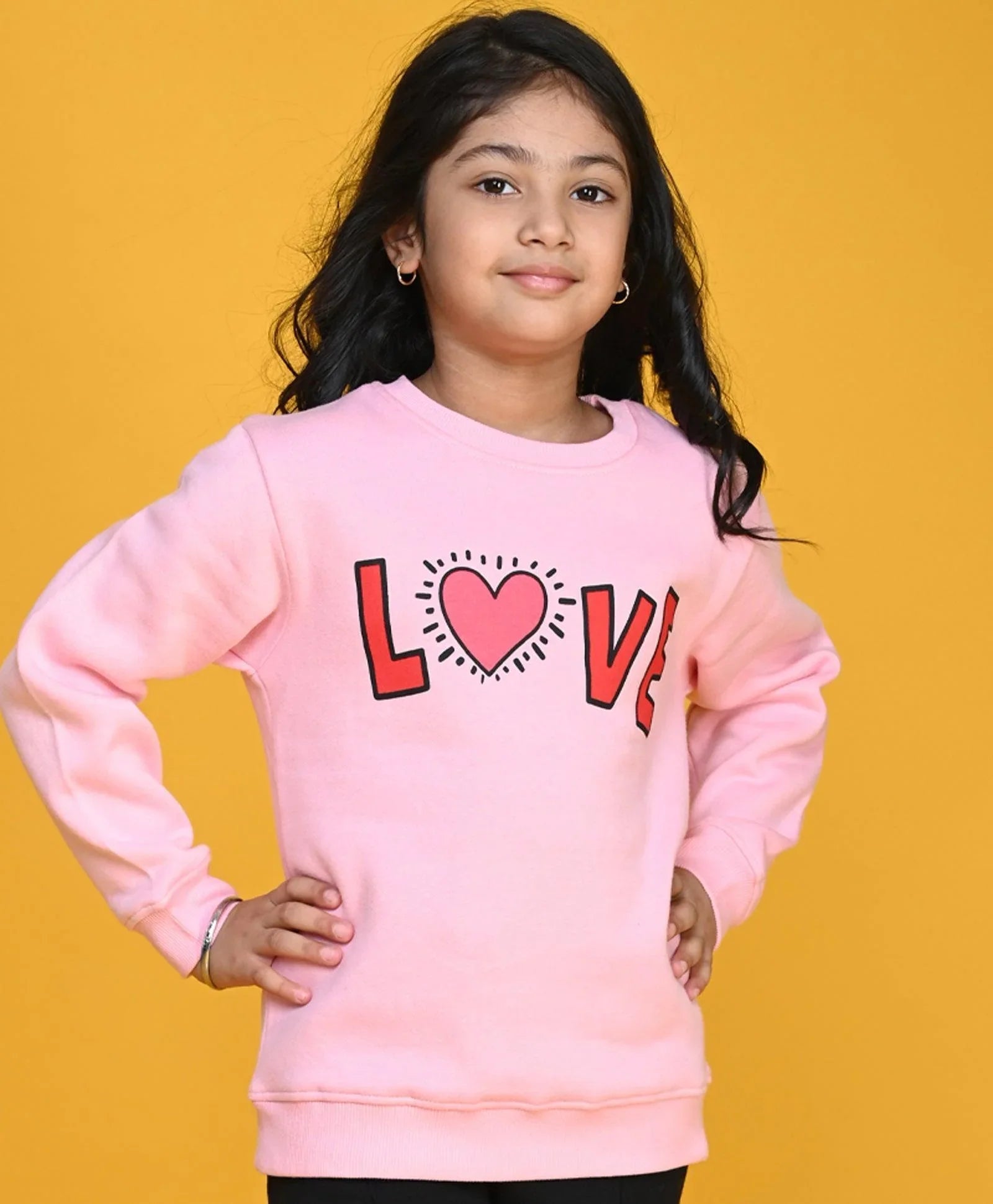LOVE PINK GIRLS FLEECE SWEATSHIRT - PINK