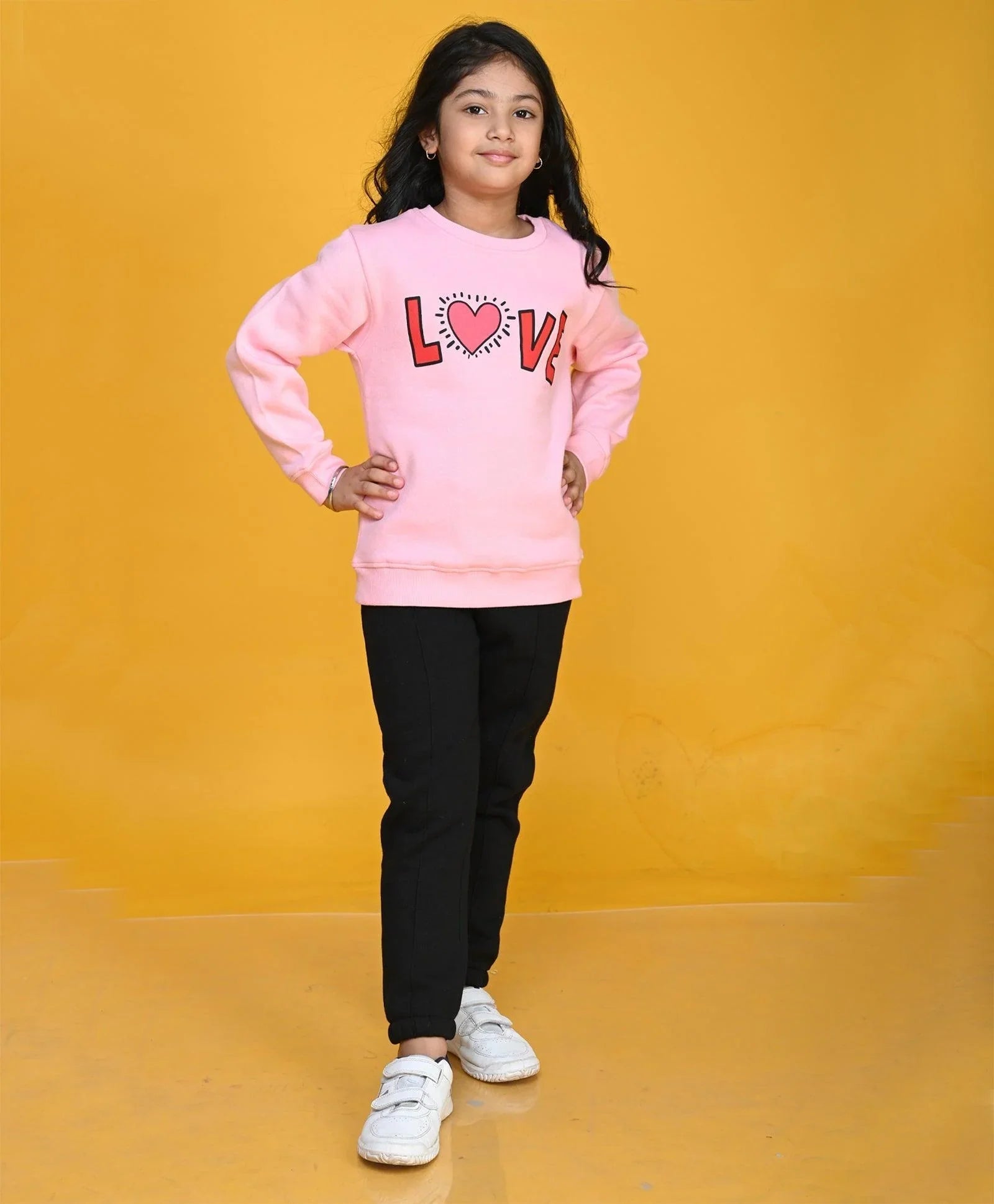LOVE PINK GIRLS FLEECE SWEATSHIRT - PINK