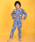 ANIMAL AOP BLUE LONG SLEEVE PYJAMA SET - BLUE