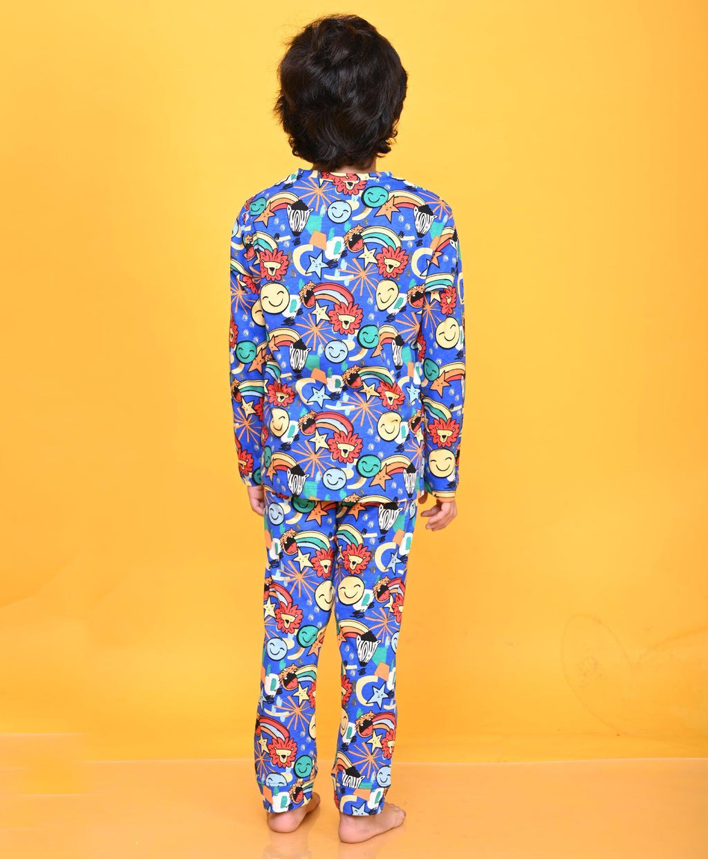 ANIMAL AOP BLUE LONG SLEEVE PYJAMA SET - BLUE