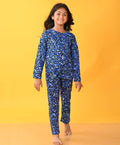 LEOPARD BLUE GIRLS LONG SLEEVE PYJAMA SET - BLUE