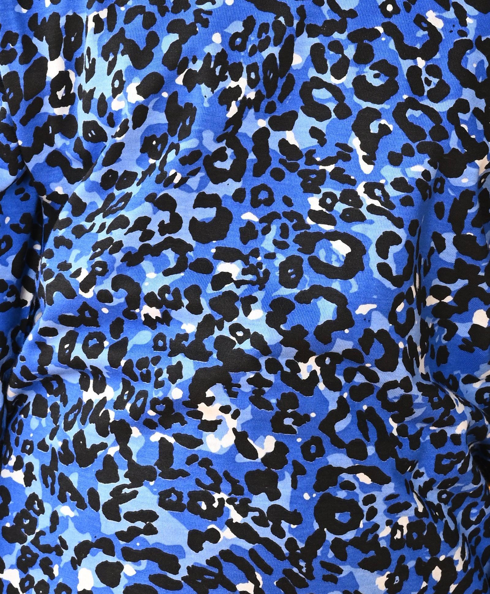 LEOPARD BLUE GIRLS LONG SLEEVE PYJAMA SET - BLUE