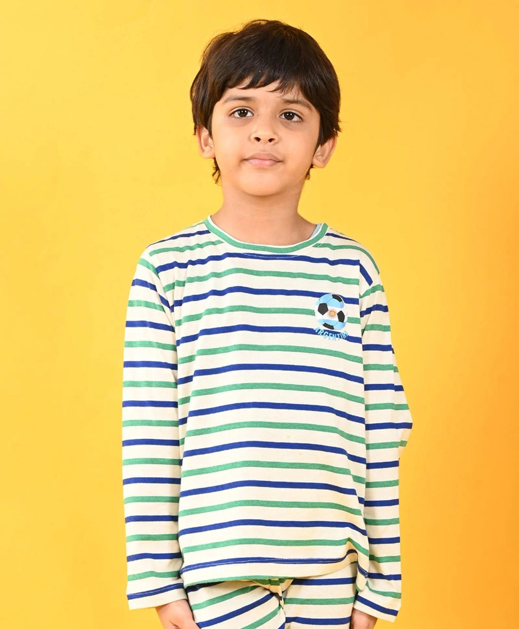 GREEN ECRU ROYAL STRIPE ARGENTINA LONG SLEEVE PYJAMA SET - MULTI