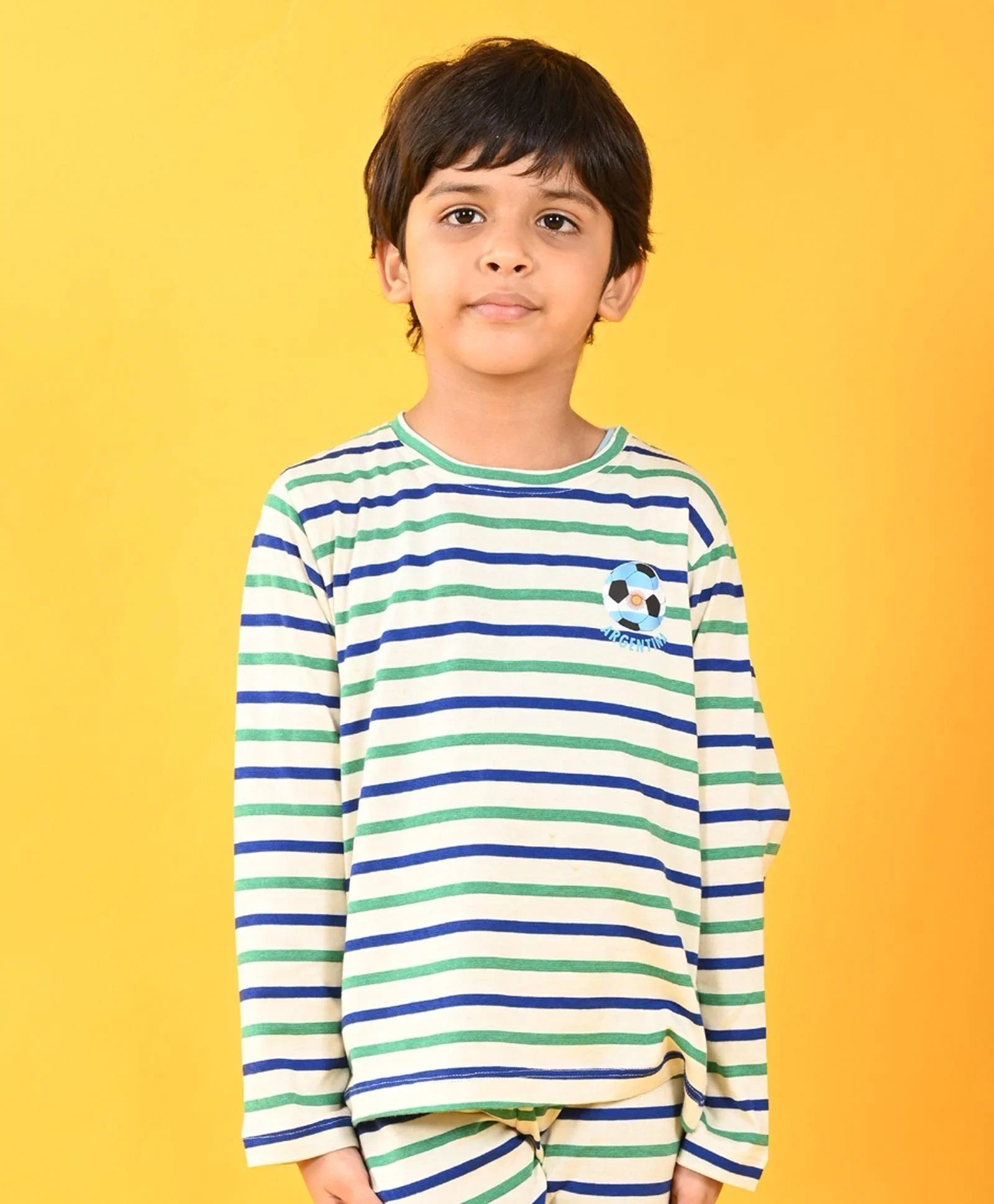 GREEN ECRU ROYAL STRIPE ARGENTINA LONG SLEEVE PYJAMA SET - MULTI